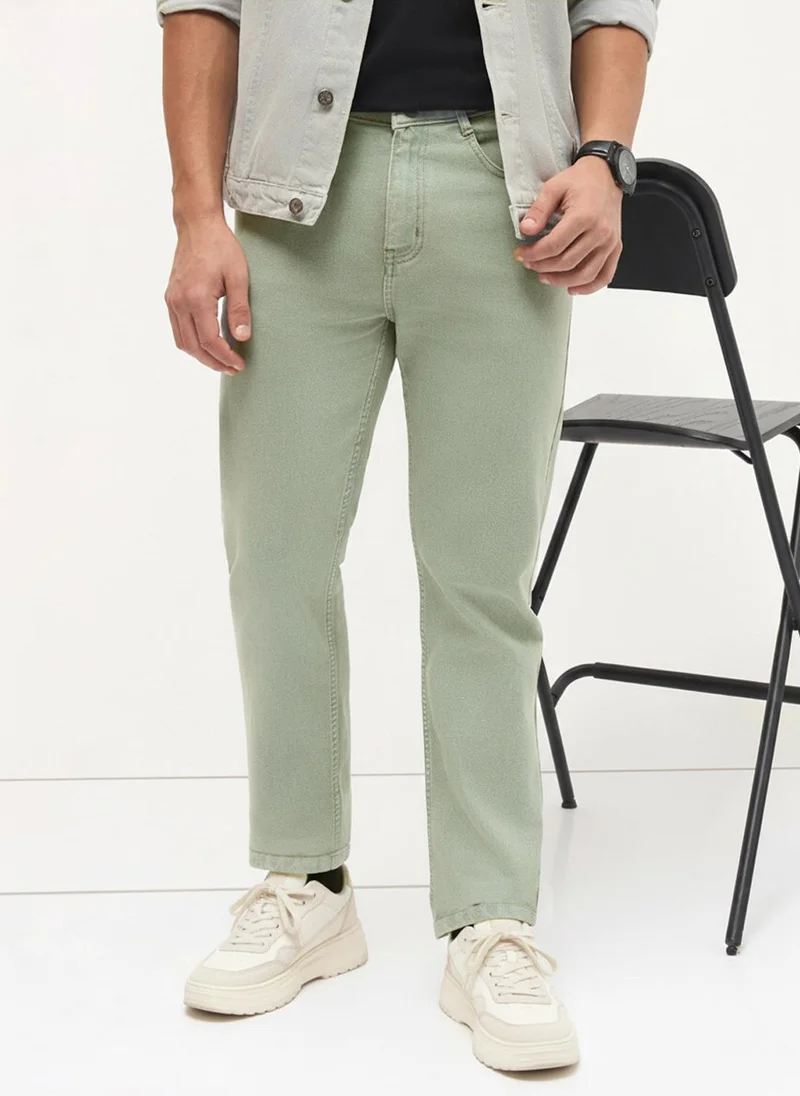 أوربانو فاشن Urbano Fashion Men's Ice Grey Regular Fit Heavy Washed Denim Jeans Stretchable
